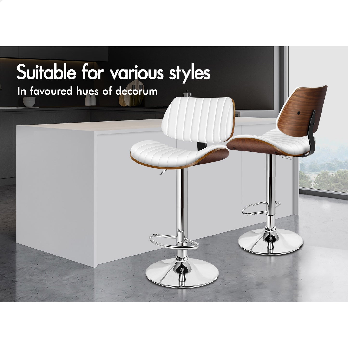 ALFORDSON Bar Stool Upholstered Backrest White