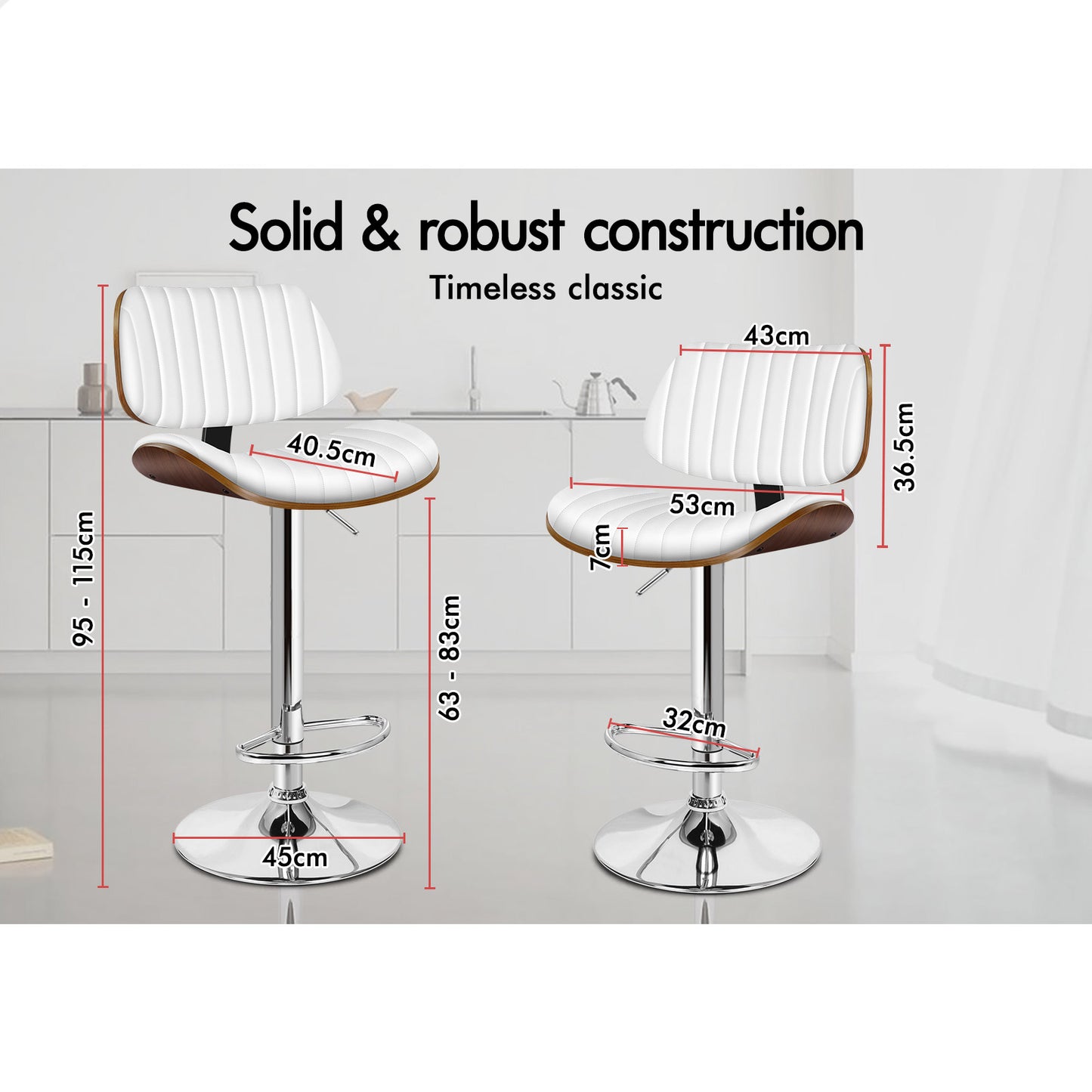 ALFORDSON Bar Stool Upholstered Backrest White