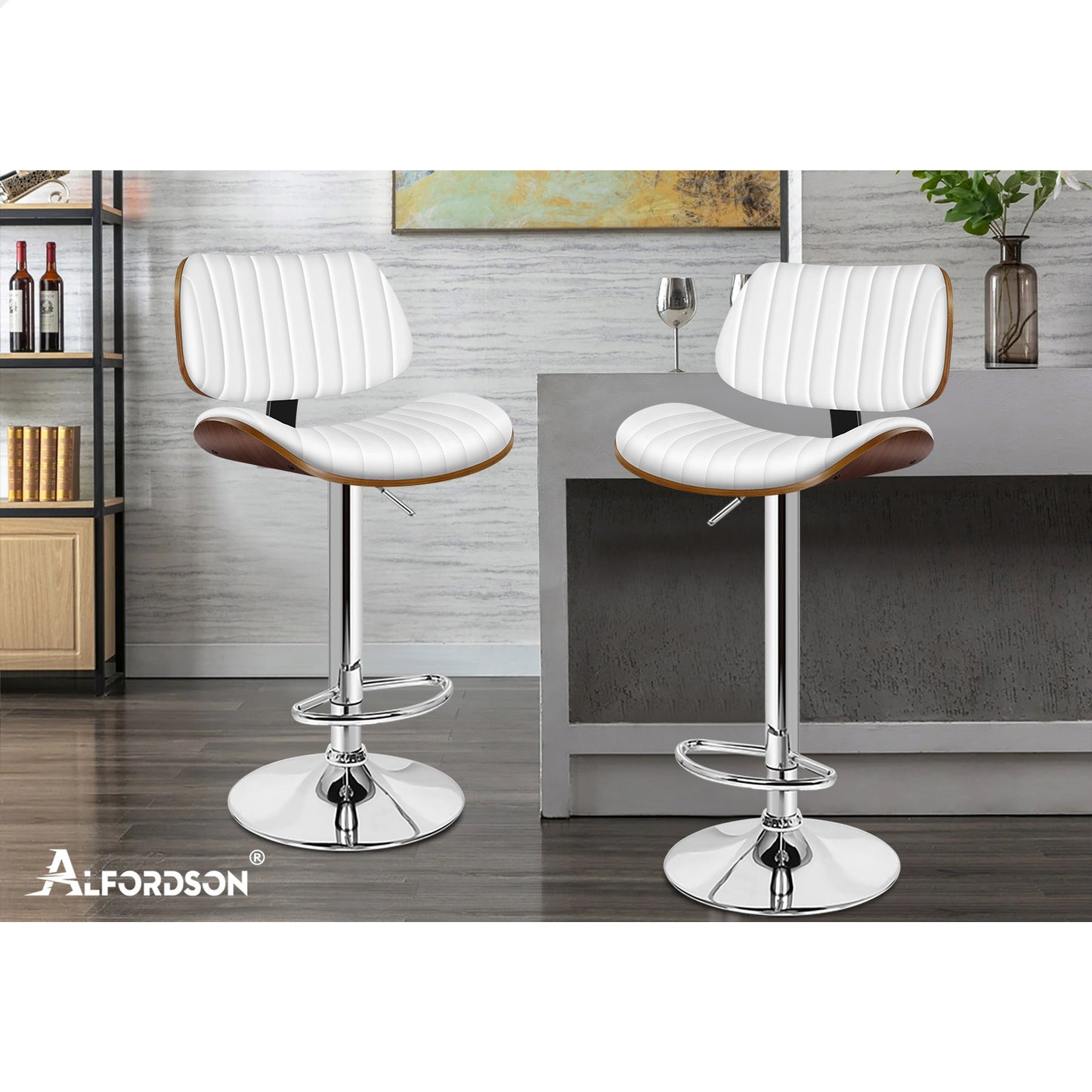 ALFORDSON Bar Stool Upholstered Backrest White