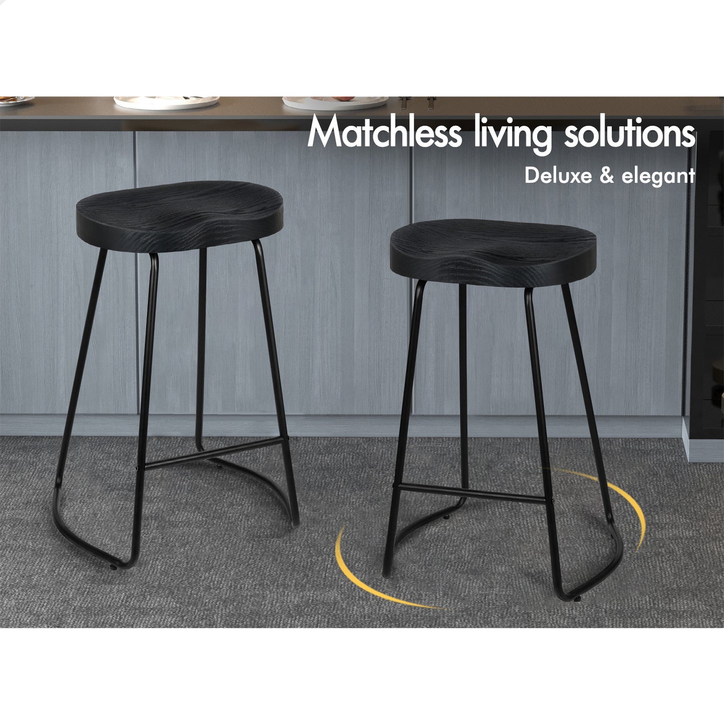2x ALFORDSON Bar Stools 65cm Tractor Black