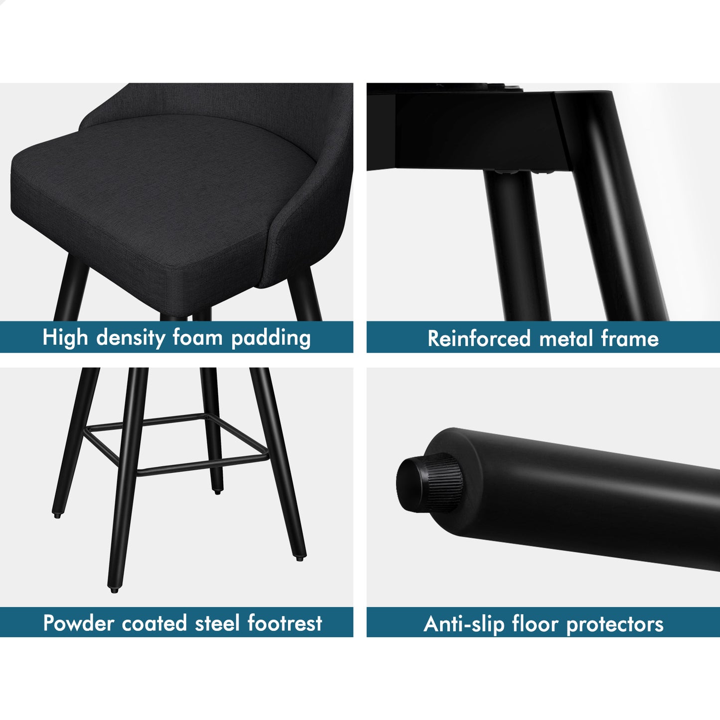 2x ALFORDSON Bar Stools Megan Swivel Metal All Black
