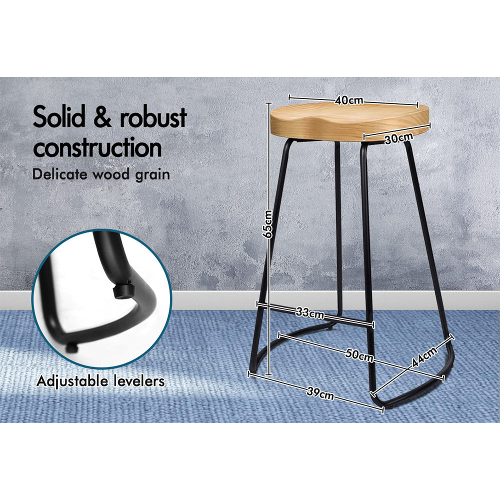 2x ALFORDSON Bar Stools 65cm Tractor Natural