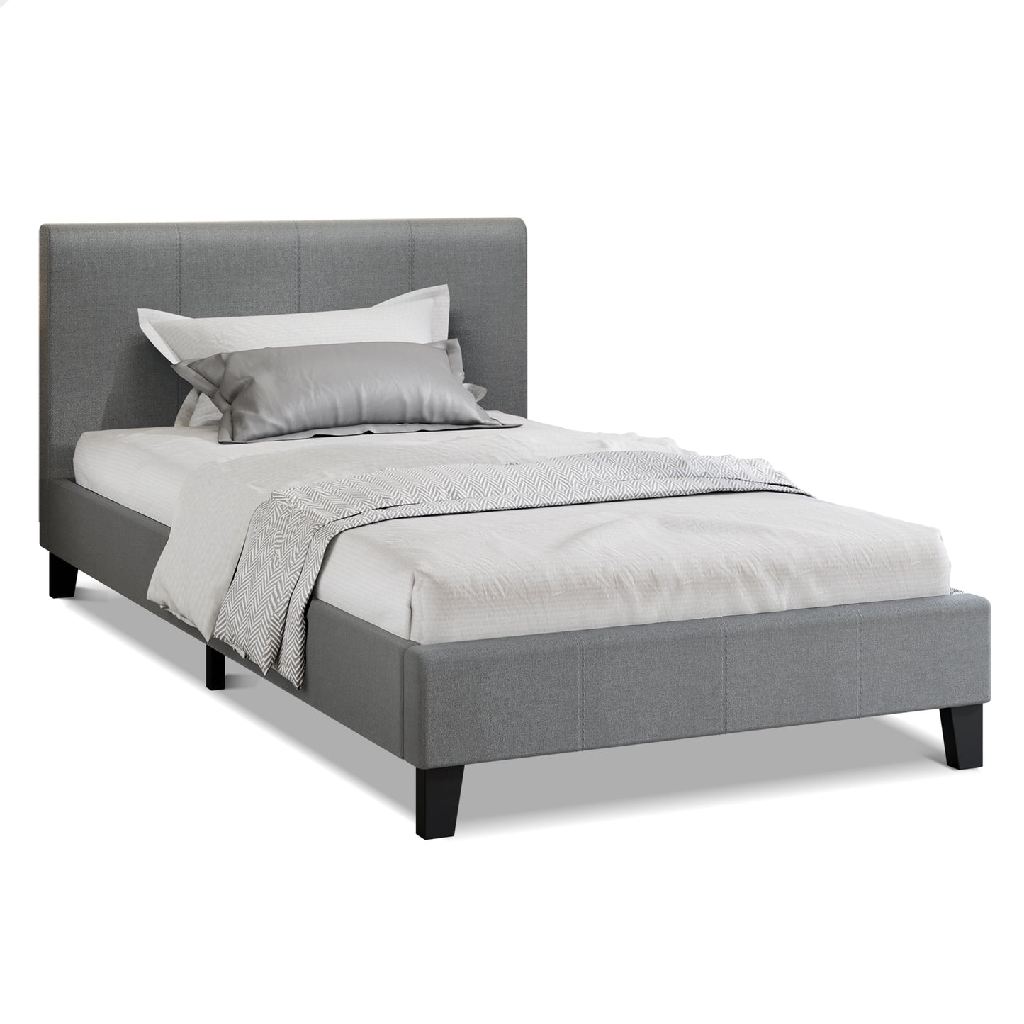 ALFORDSON Bed Frame Single Size Mattress Base Wooden Platform Fabric Grey