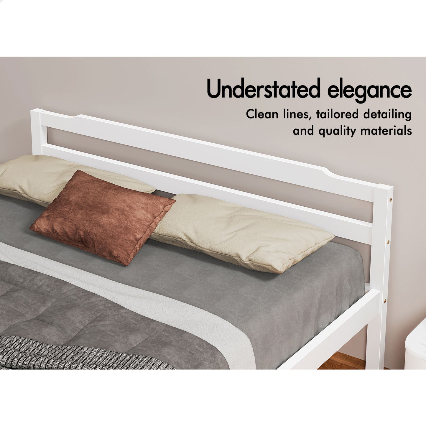ALFORDSON Bed Frame Wooden Queen Size Mattress Base Platform Timber White DUBEM