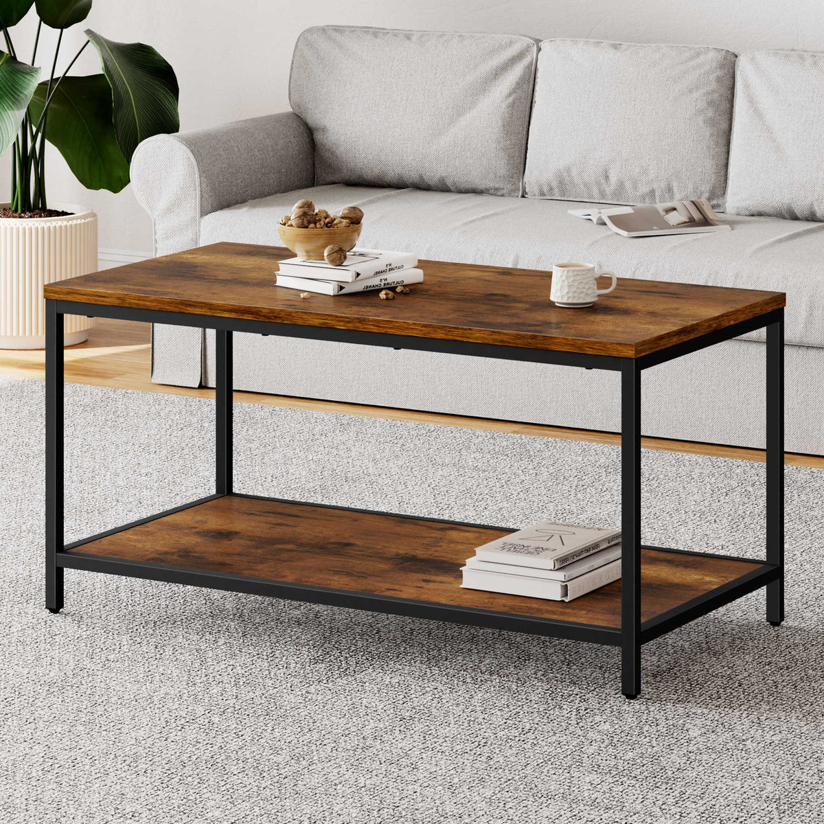 ALFORDSON Coffee Table Side Table Industrial Storage Rack 2-Tier Shelf