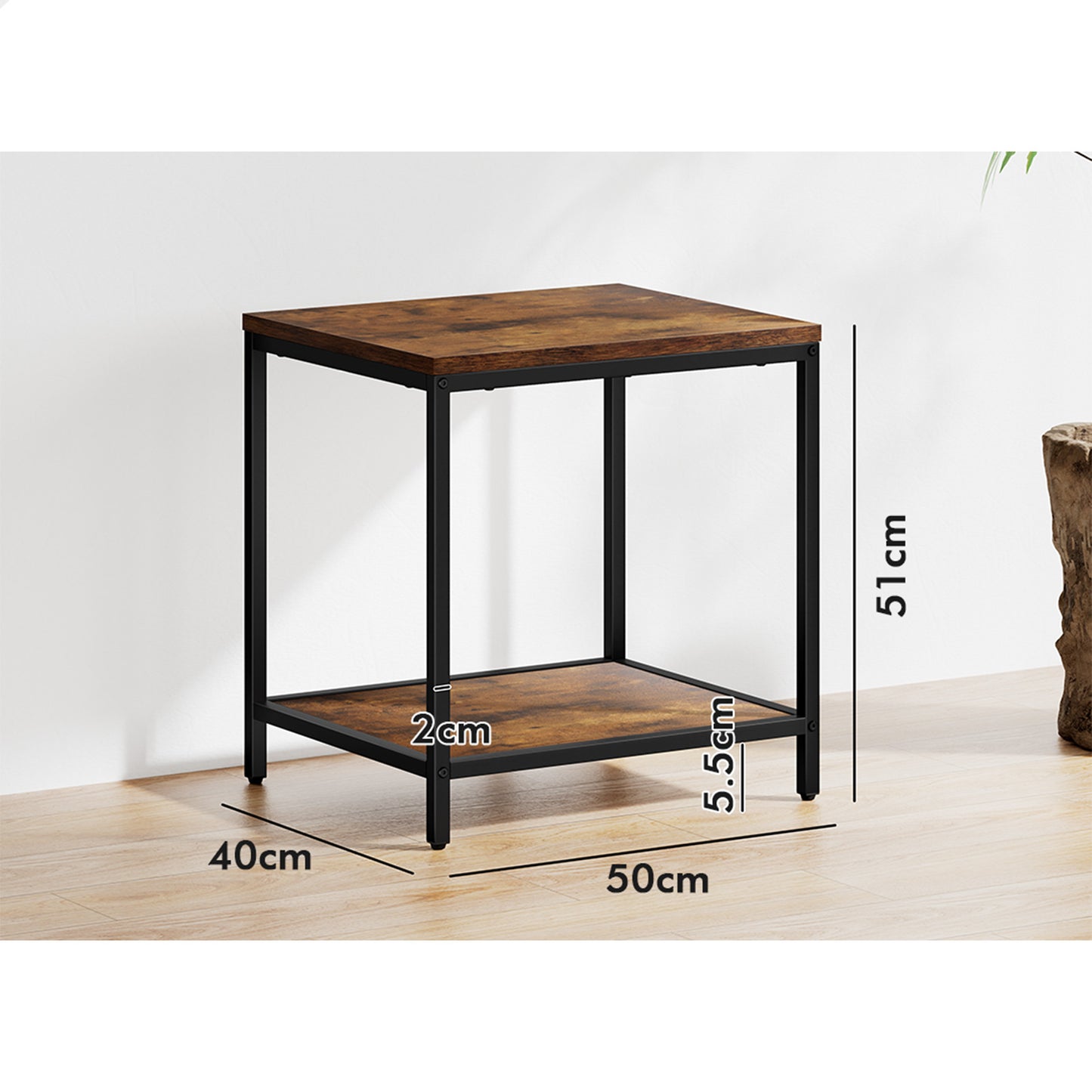 ALFORDSON Side Table Coffee Table Sofa End 2-Tier Industrial Storage Shelf
