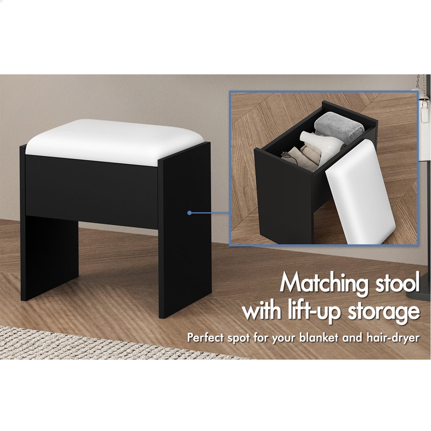 ALFORDSON Dressing Table Stool Floating Makeup Mirror Vanity Desk LED White