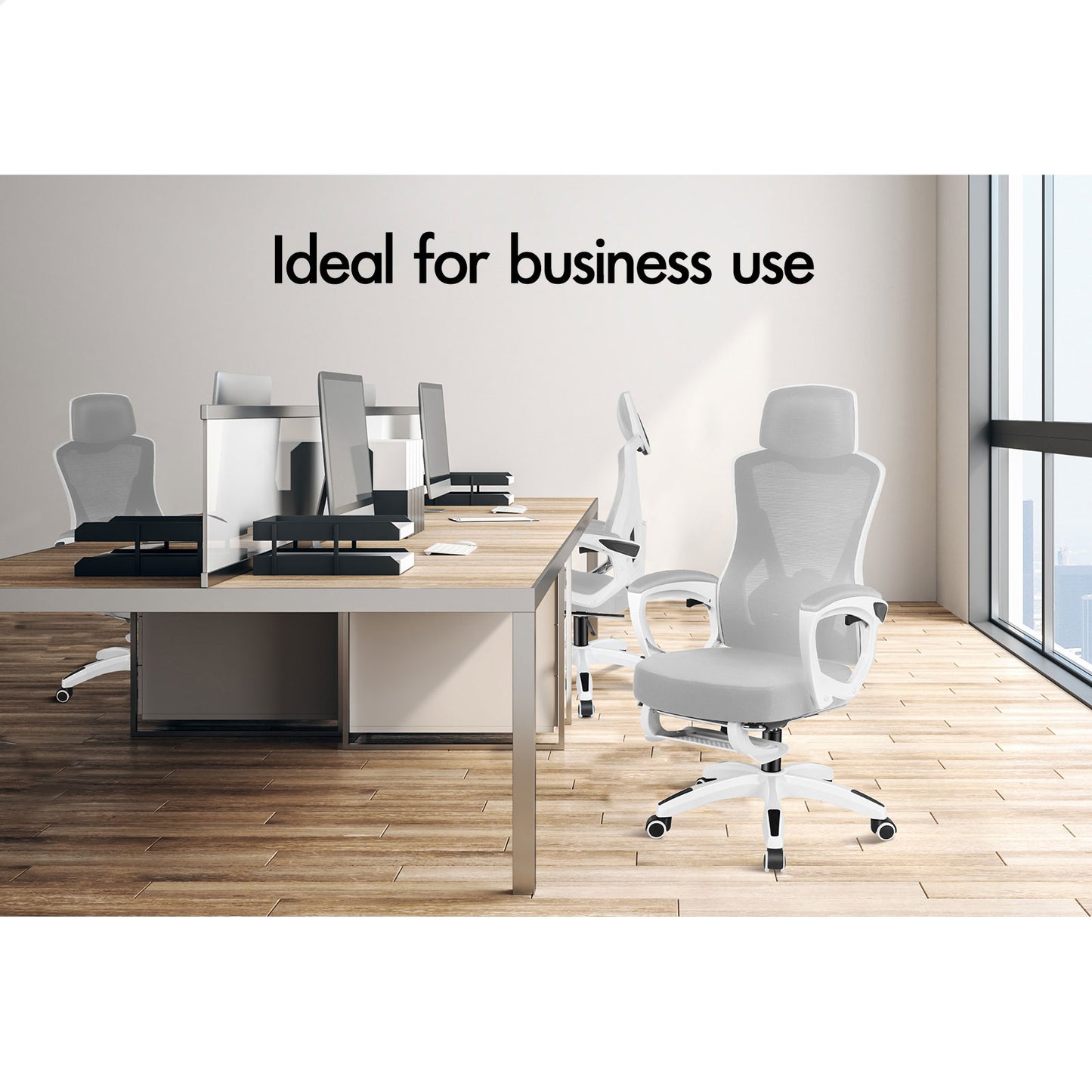 ALFORDSON Mesh Office Chair Gaming Executive Computer Recliner Study Work Seat White and Grey