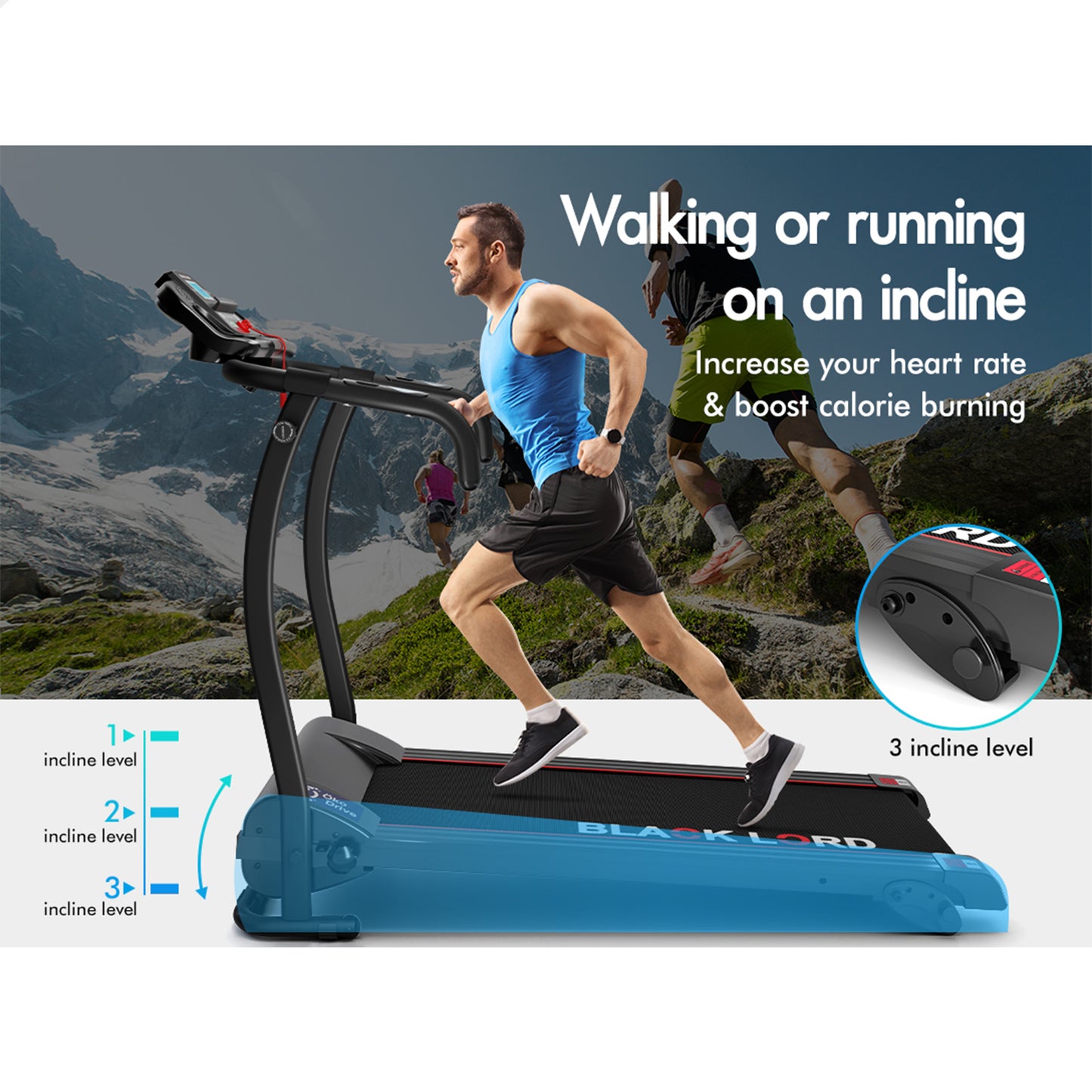 BLACK LORD Treadmill Electric Exercise Running Machine Foldable Walking Pad
