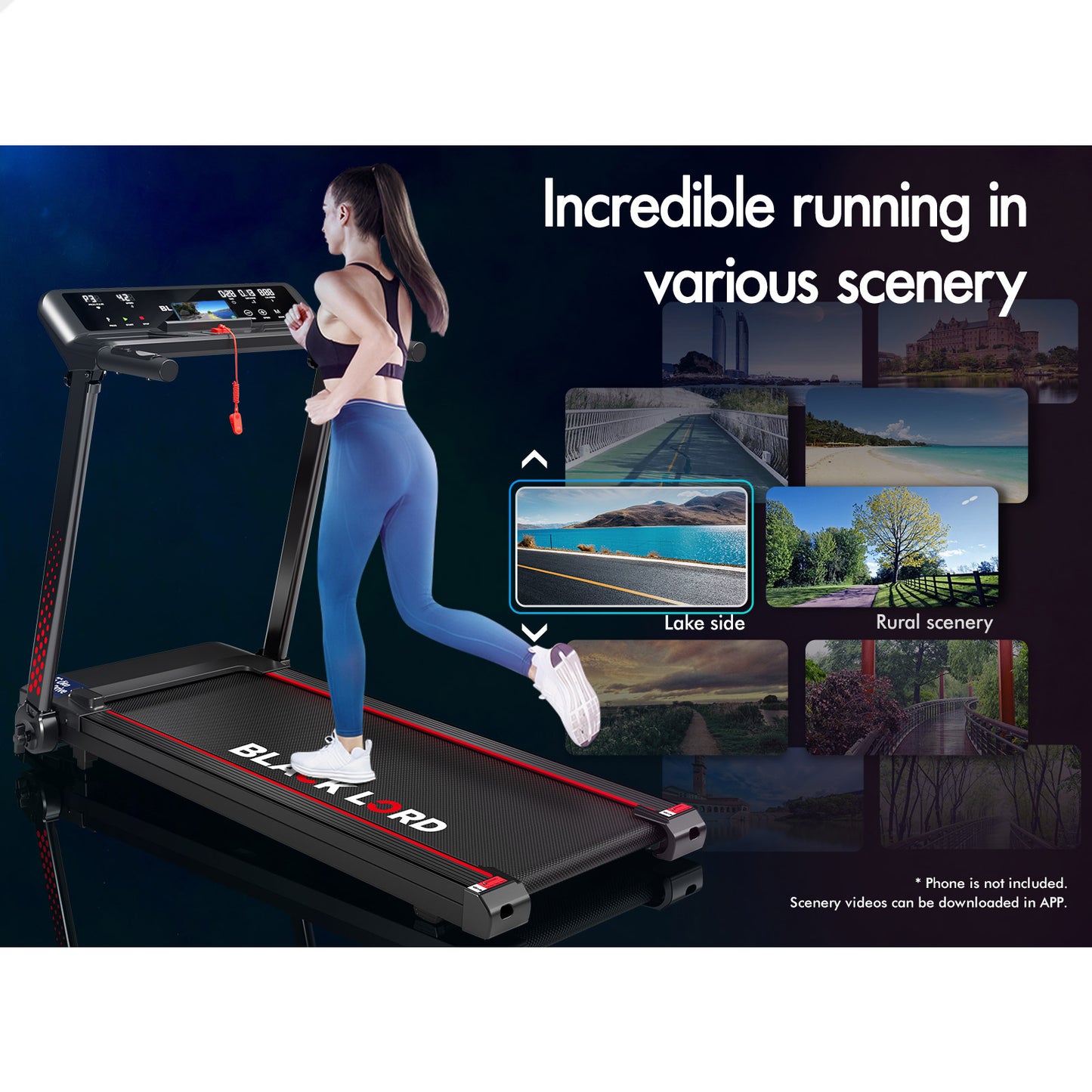 BLACK LORD Treadmill Electric Exercise Foldable Running Machine Home Gym Fitness