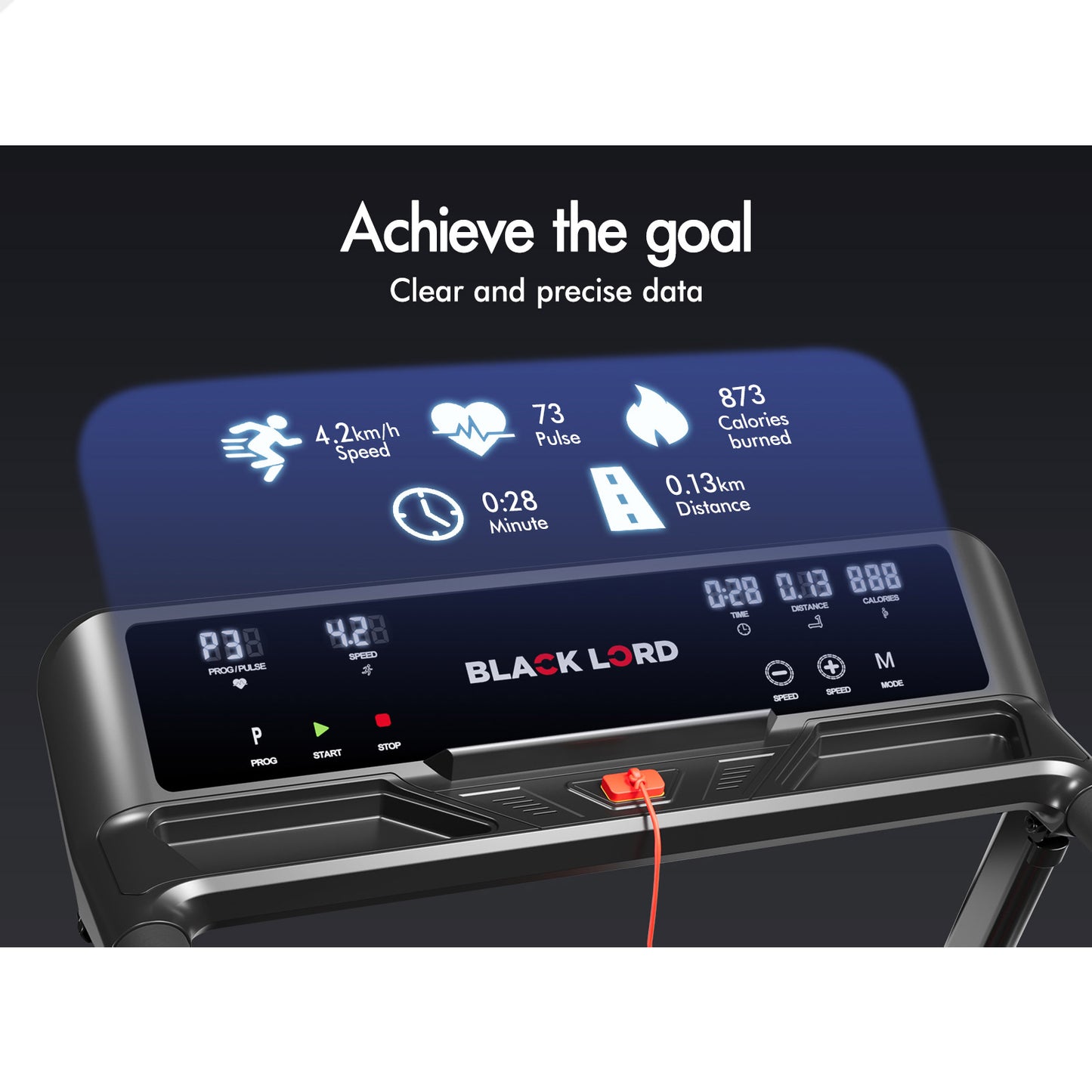 BLACK LORD Treadmill Electric Exercise Foldable Running Machine Home Gym Fitness
