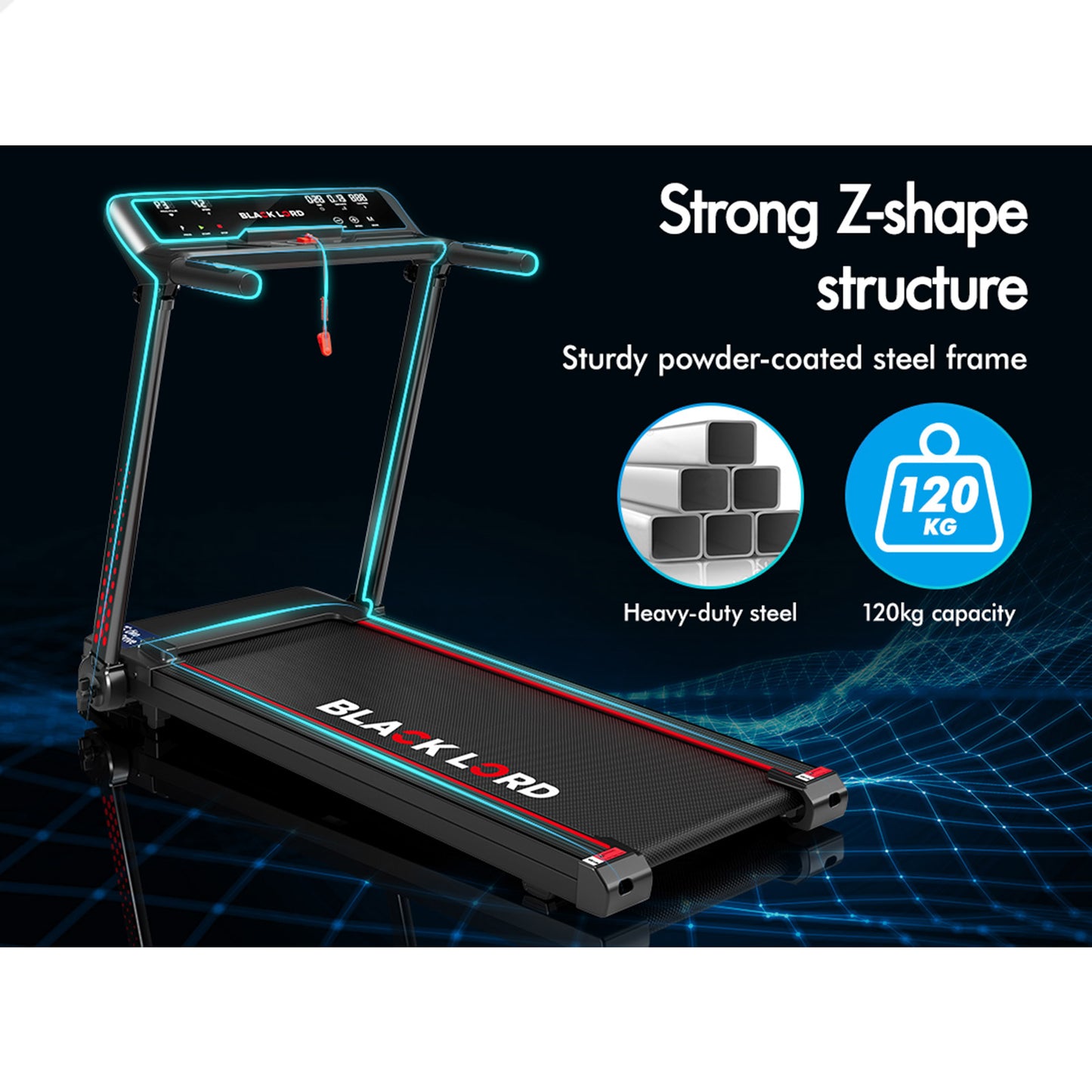 BLACK LORD Treadmill Electric Exercise Foldable Running Machine Home Gym Fitness