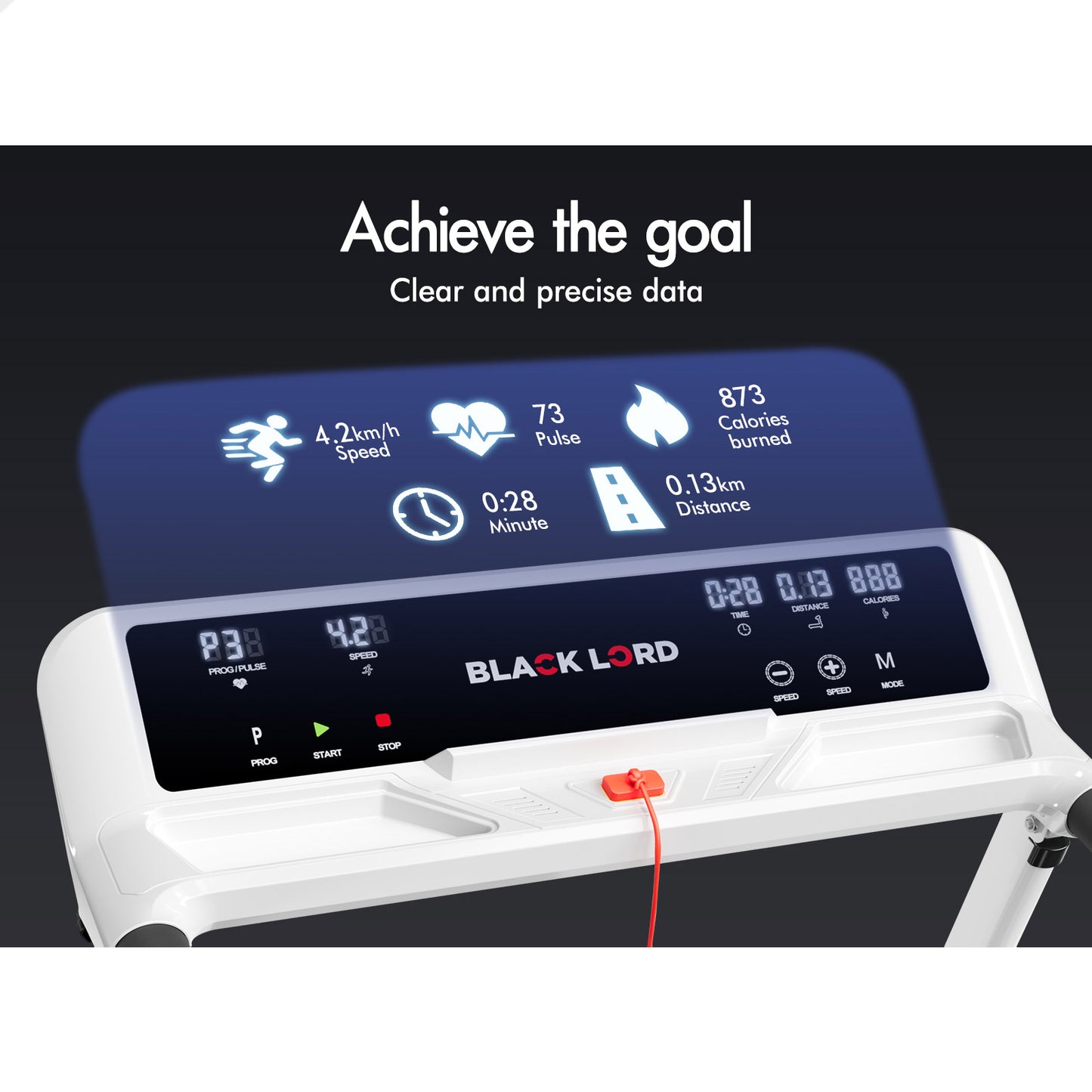 BLACK LORD Treadmill Electric Exercise Running Machine Foldable Home Gym Fitness White