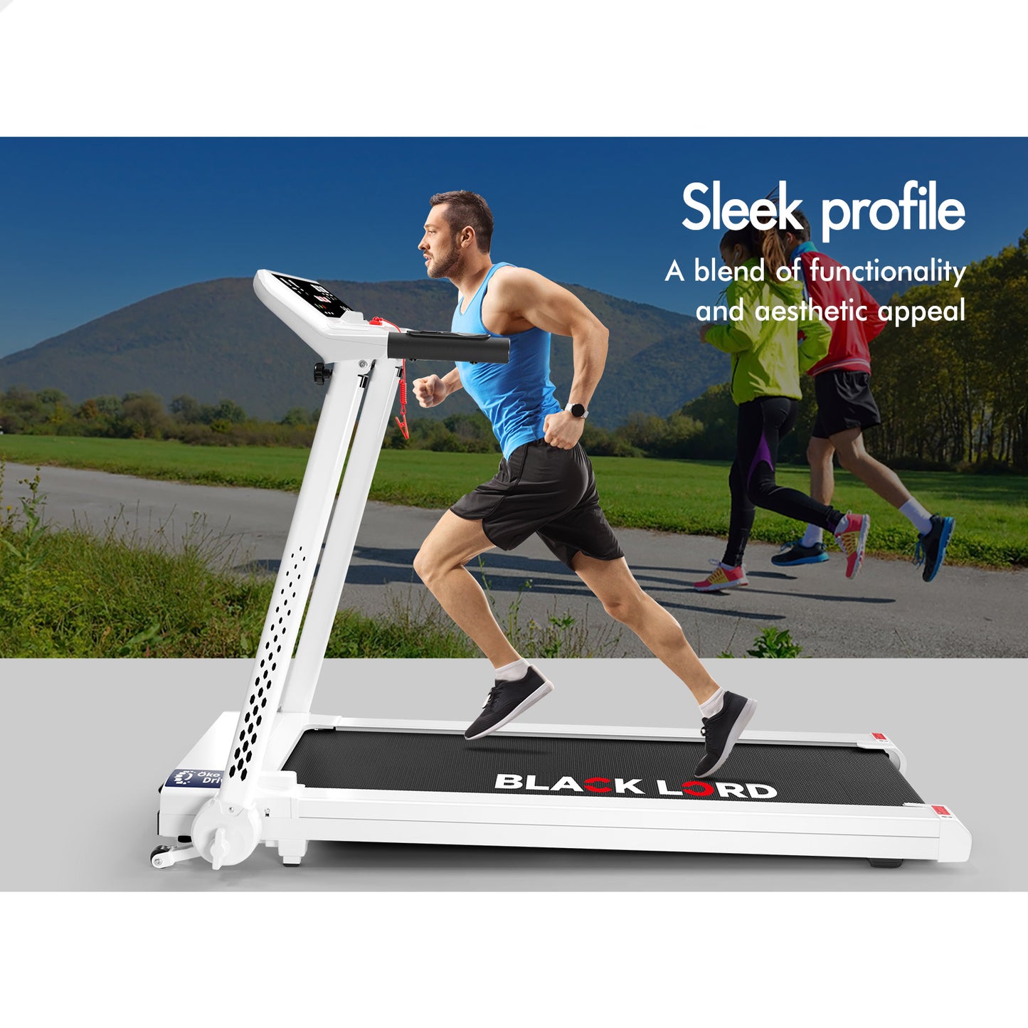 BLACK LORD Treadmill Electric Exercise Running Machine Foldable Home Gym Fitness White