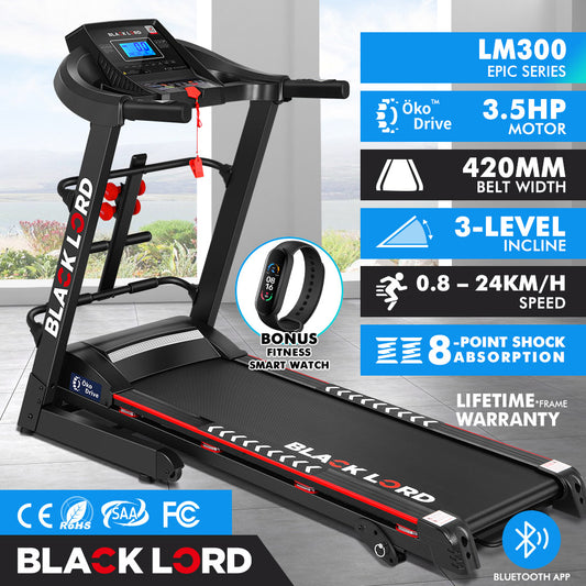 BLACK LORD® Treadmill Electric Home Gym Exercise Run Machine Incline Fitness