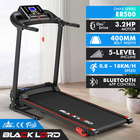 BLACK LORD Treadmill Electric Exercise Running Machine Incline Foldable 400mm