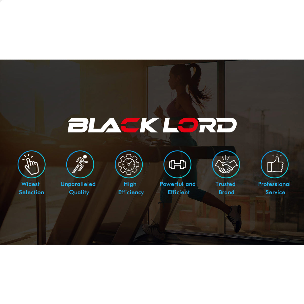 BLACK LORD Treadmill Electric Exercise Running Machine Incline Foldable 400mm