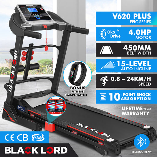 BLACK LORD Treadmill Electric Auto Incline Home Gym Exercise Run Machine