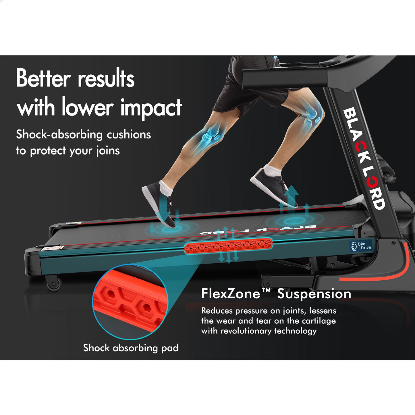 BLACK LORD Electric Treadmill Run Machine Auto Incline Home Gym Exercise