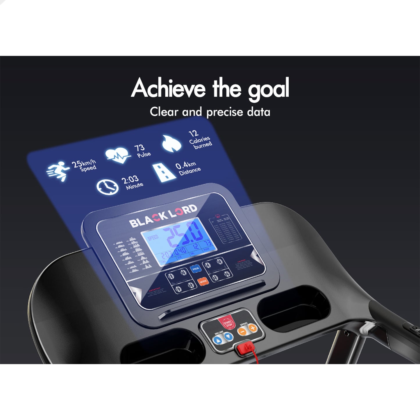 BLACK LORD Treadmill Electric Home Gym Exercise Running Machine Auto Incline