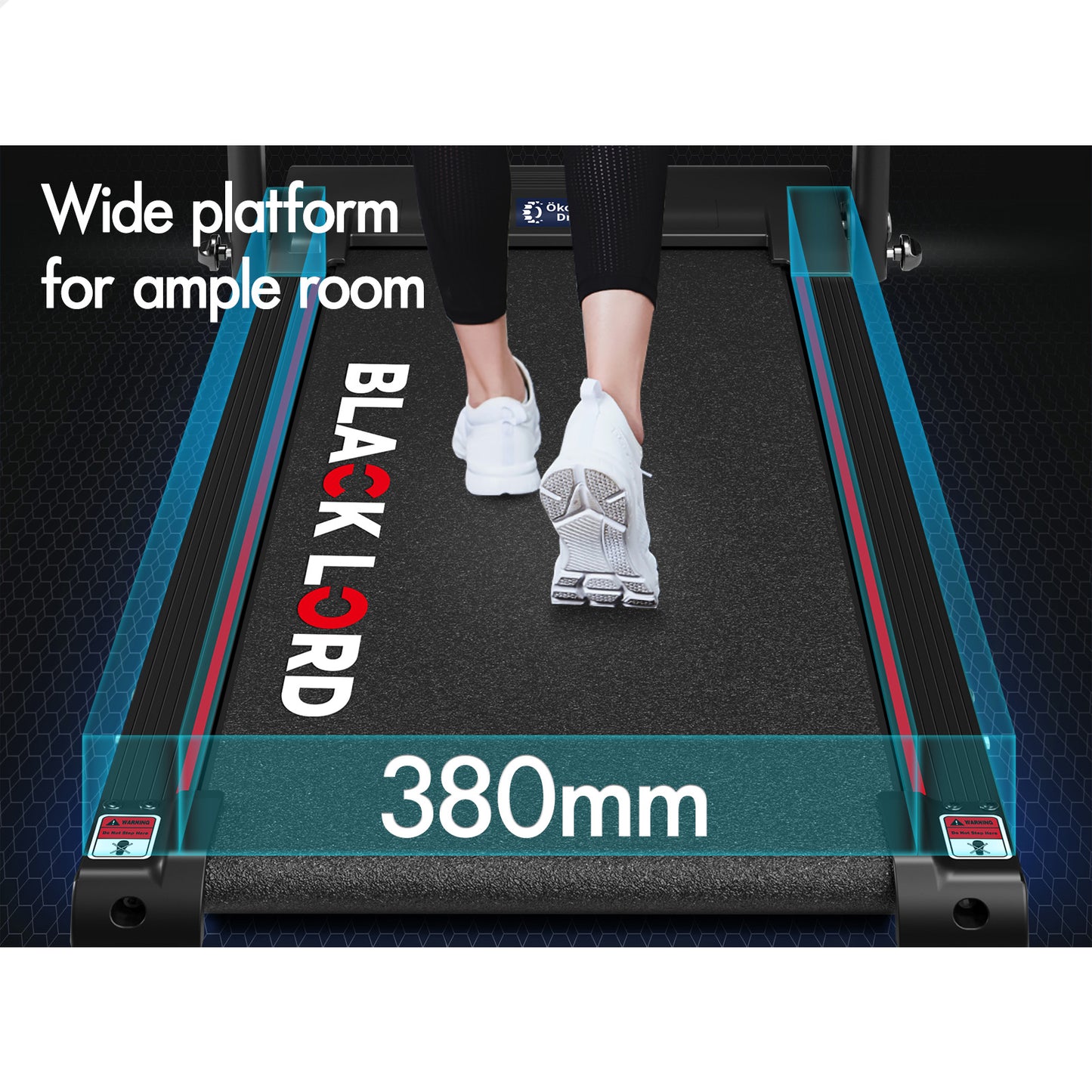 BLACK LORD Treadmill Electric Exercise Running Machine Incline Foldable 380mm