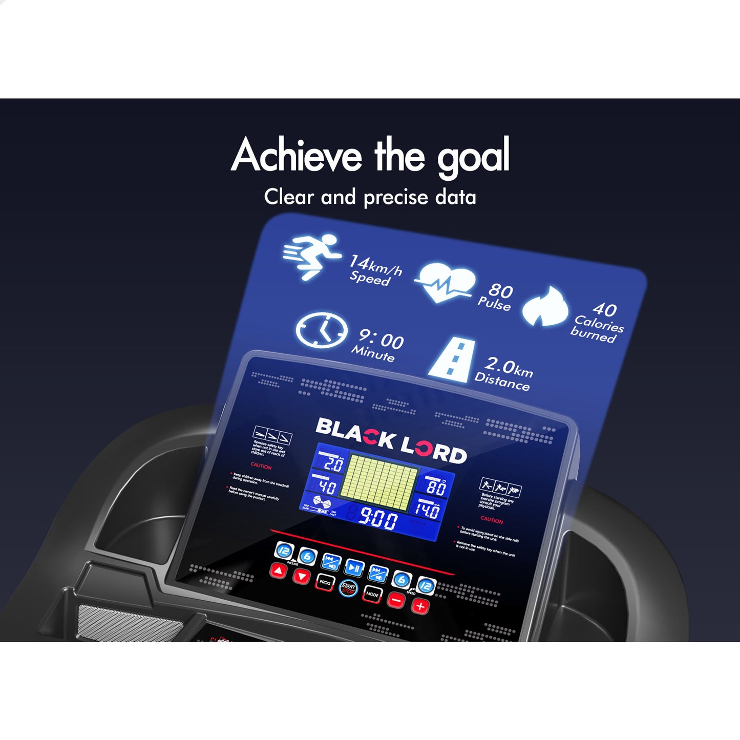 BLACK LORD Treadmill Electric Auto Incline Home Gym Exercise Machine 480MM