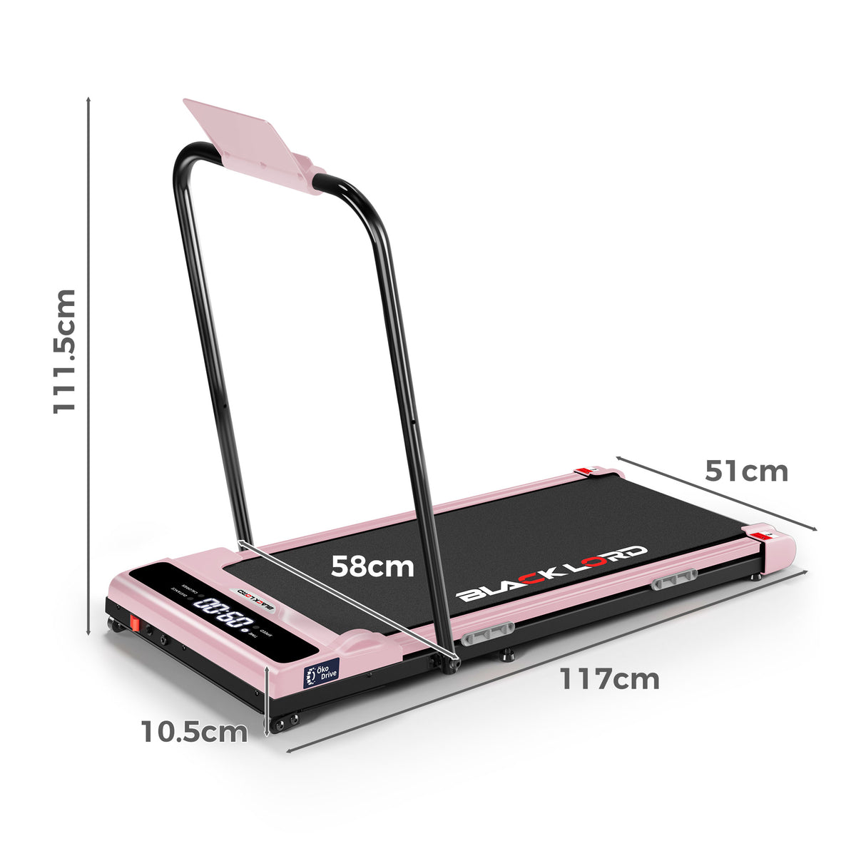 BLACK LORD Treadmill Electric Walking Pad Incline Brushless Motor Foldable Pink