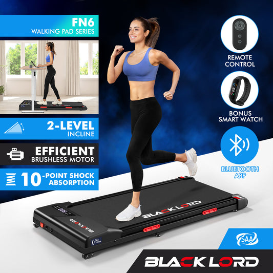 BLACK LORD Treadmill Electric Walking Pad Incline Gym Brushless Motor Black