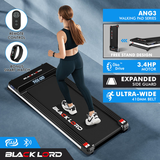 BLACK LORD Treadmill Electric Walking Pad Steel Frame Under Desk Gym 410mm Black