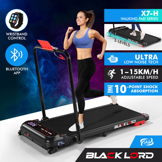 BLACK LORD Treadmill Electric Walking Pad Incline Shock Absorbers Foldable Black