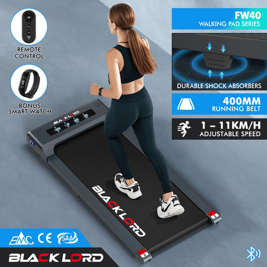 BLACK LORD Treadmill Electric Walking Pad Under Desk Home Gym 400mm Grey