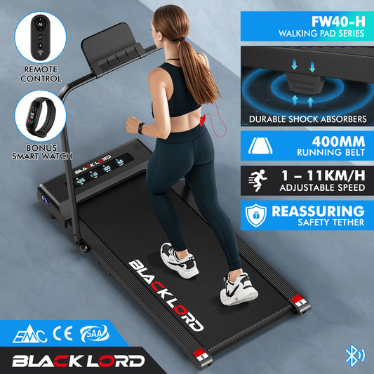 BLACK LORD Treadmill Electric Walking Pad Under Desk Foldable Gym 400mm Black