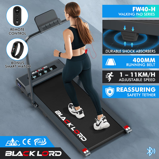 BLACK LORD Treadmill Electric Walking Pad Under Desk Foldable Gym 400mm Grey