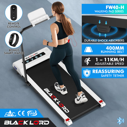 BLACK LORD Treadmill Electric Walking Pad Under Desk Foldable Gym 400mm White