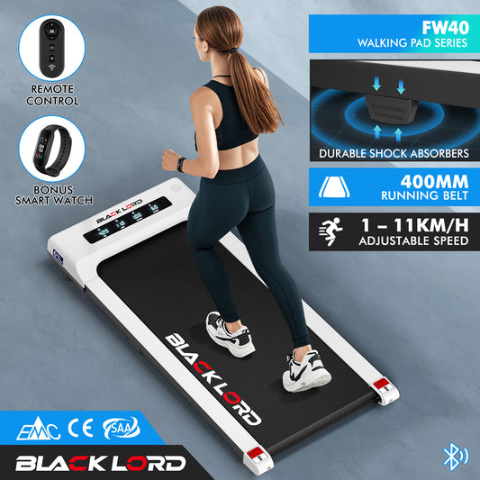 BLACK LORD Treadmill Electric Walking Pad Under Desk Home Gym 400mm White