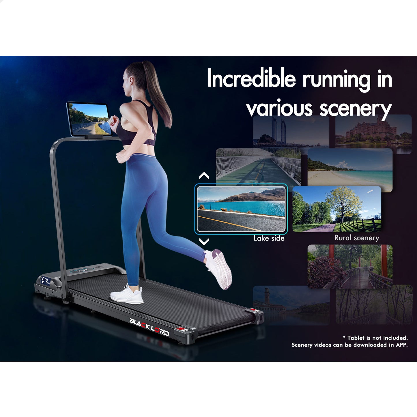 BLACK LORD Treadmill Electric Walking Pad Home Office Gym Fitness Foldable