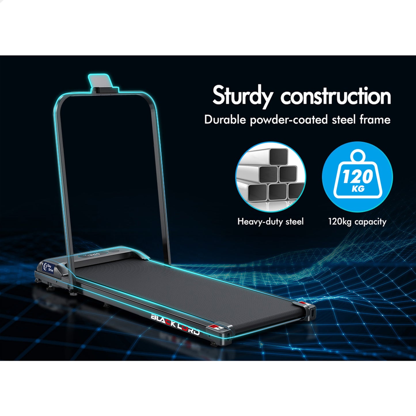 BLACK LORD Treadmill Electric Walking Pad Home Office Gym Fitness Foldable