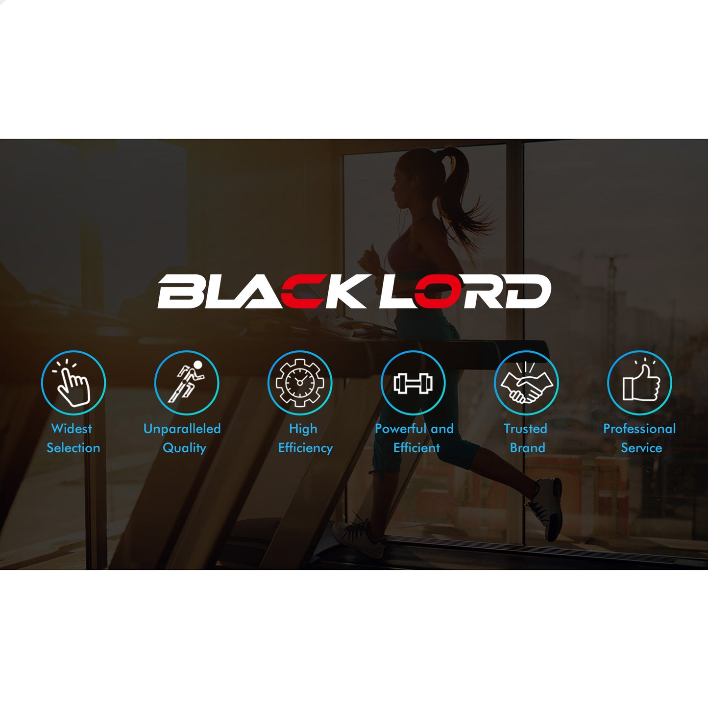 BLACK LORD Treadmill Electric Walking Pad Home Office Gym Fitness Foldable