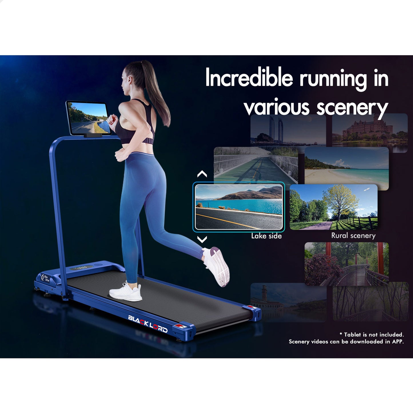 BLACK LORD Treadmill Electric Walking Pad Home Office Gym Fitness Foldable