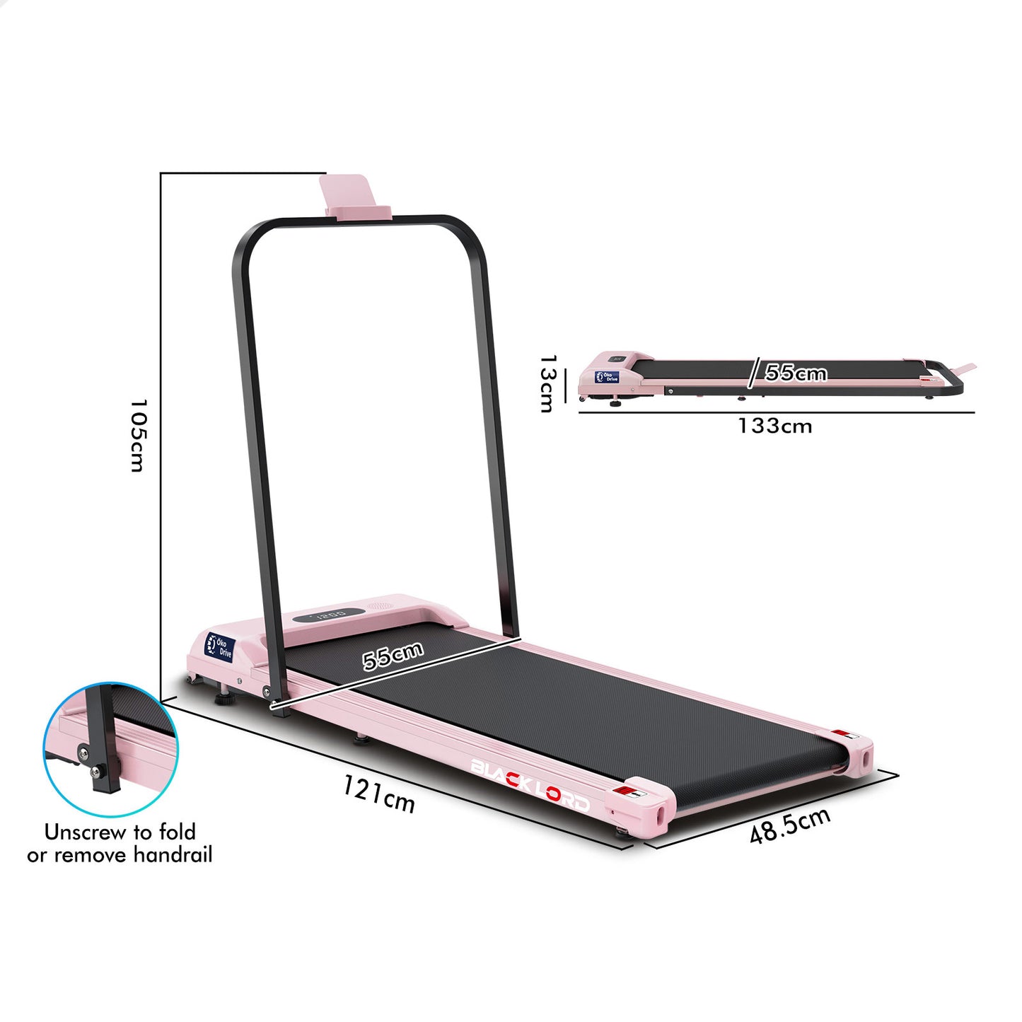 BLACK LORD Treadmill Electric Walking Pad Home Office Gym Fitness Foldable