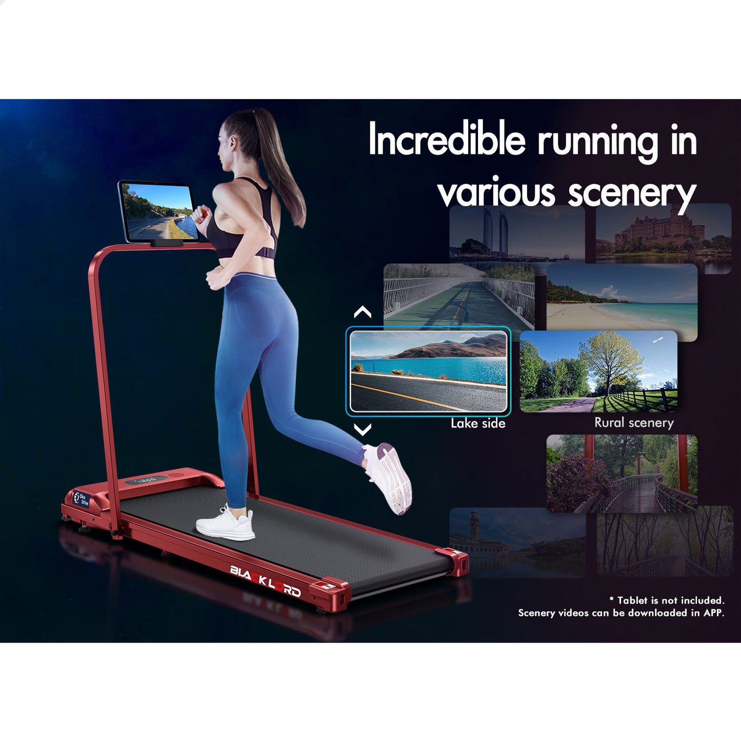 BLACK LORD Treadmill Electric Walking Pad Home Office Gym Fitness Foldable