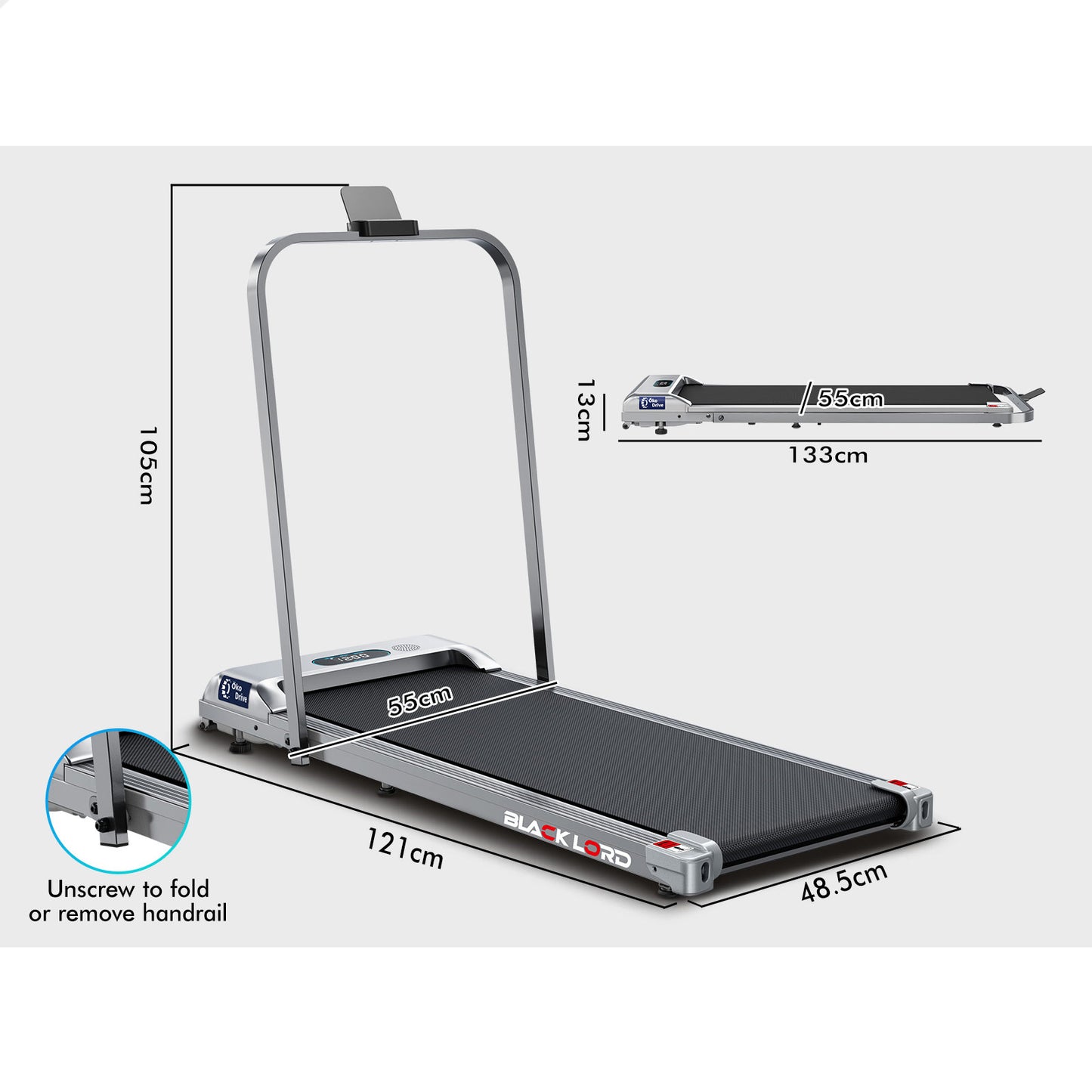 BLACK LORD Treadmill Electric Walking Pad Home Office Gym Fitness Foldable