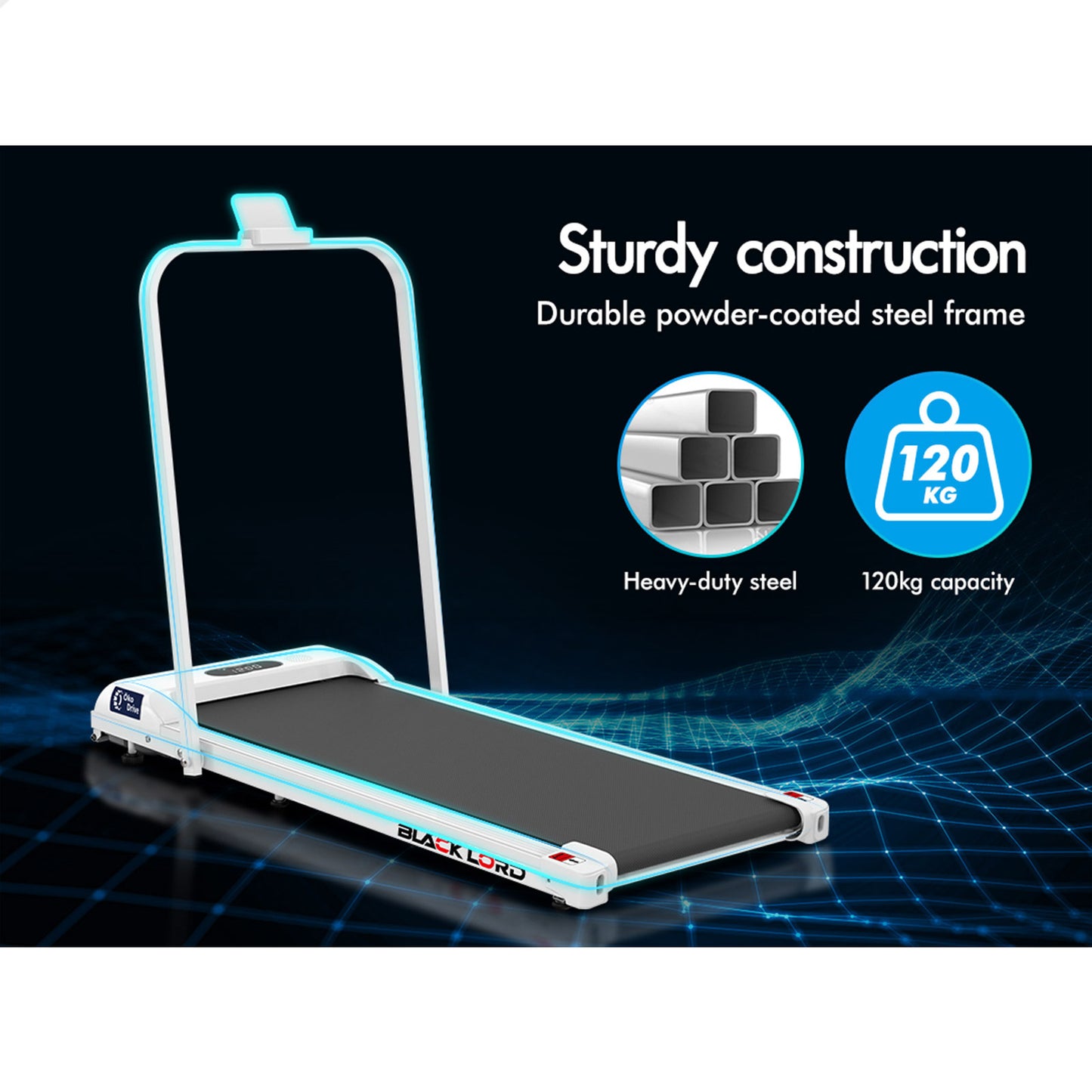 BLACK LORD Treadmill Walking Pad Home Office Gym Fitness Foldable