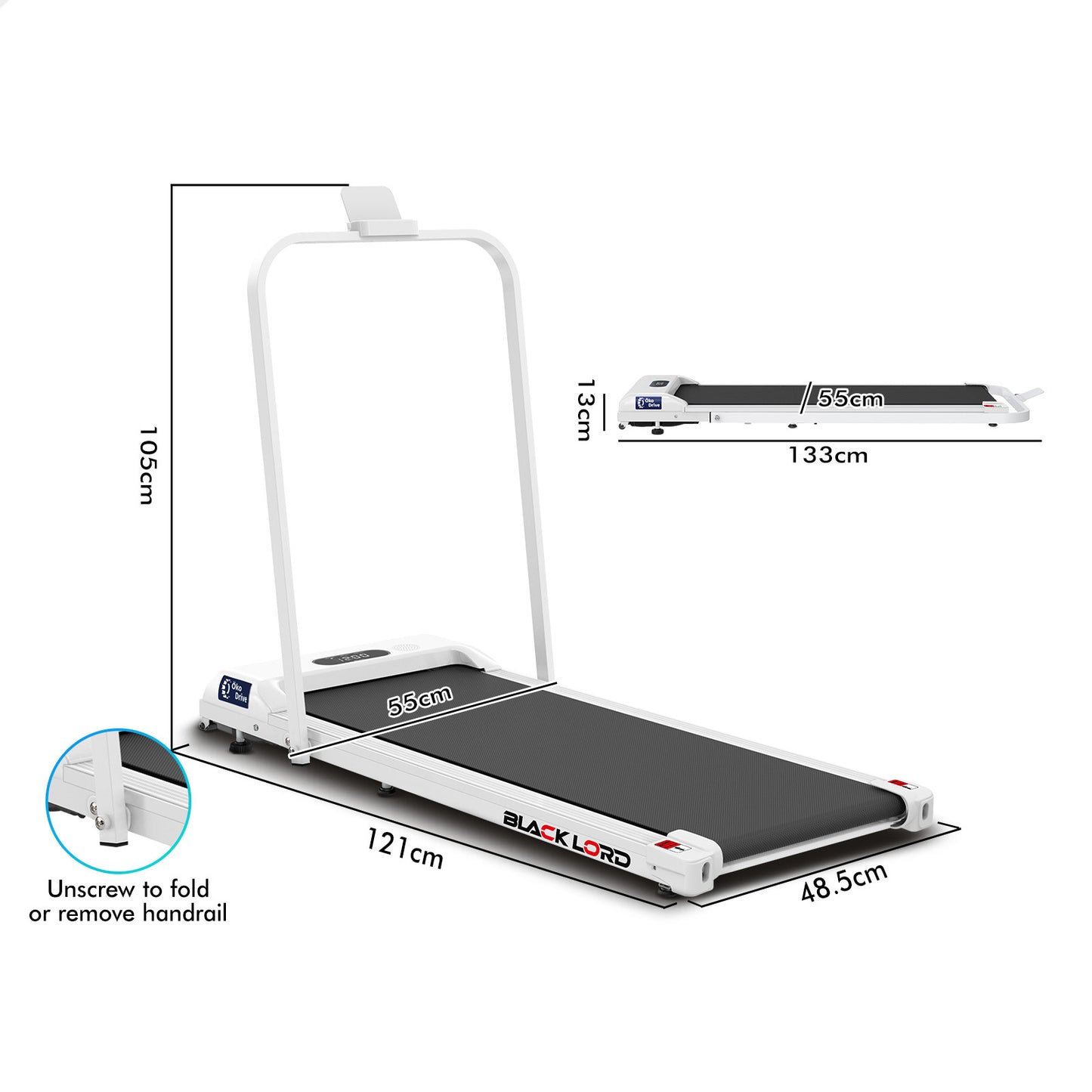 BLACK LORD Treadmill Walking Pad Home Office Gym Fitness Foldable