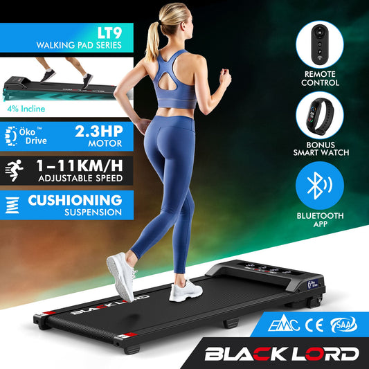 BLACK LORD Treadmill Electric Walking Pad Under Desk Home Office Fitness Black