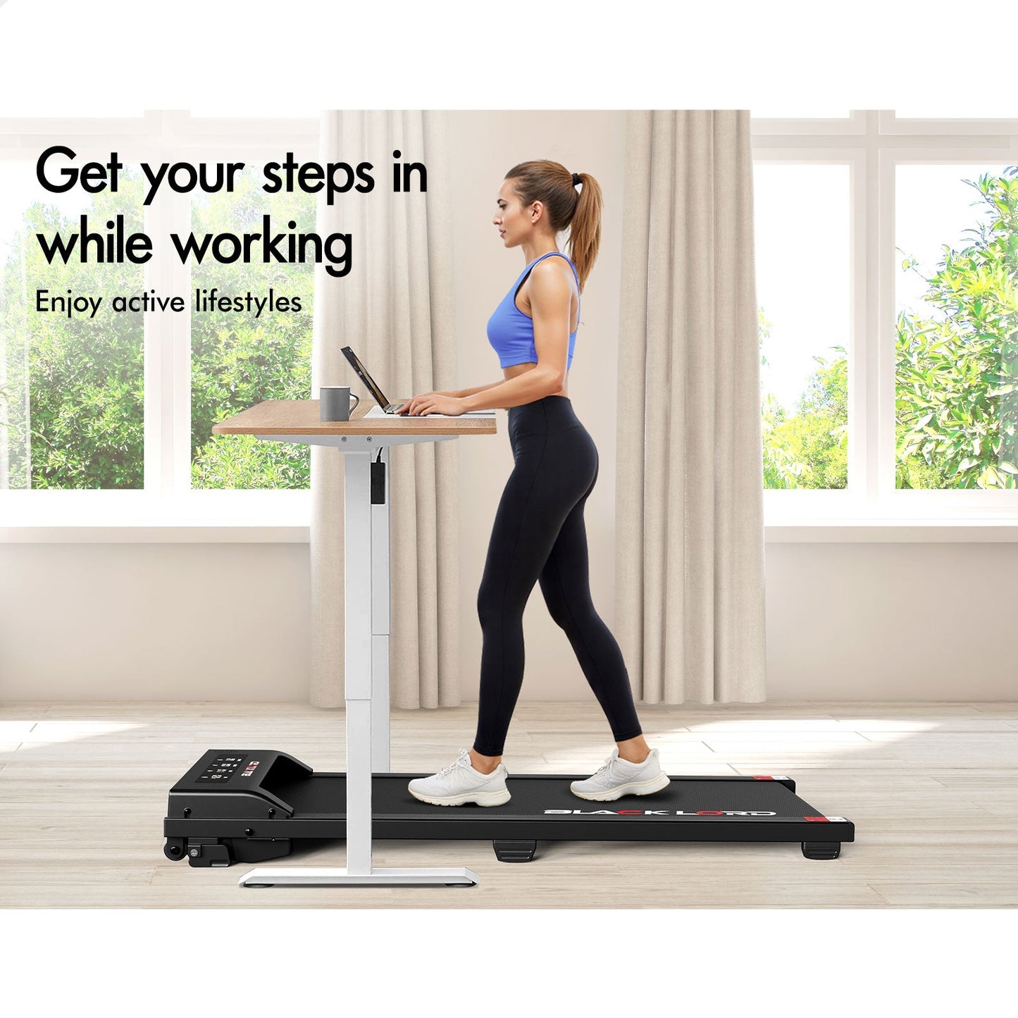 BLACK LORD Treadmill Electric Walking Pad Under Desk Home Office Fitness Black