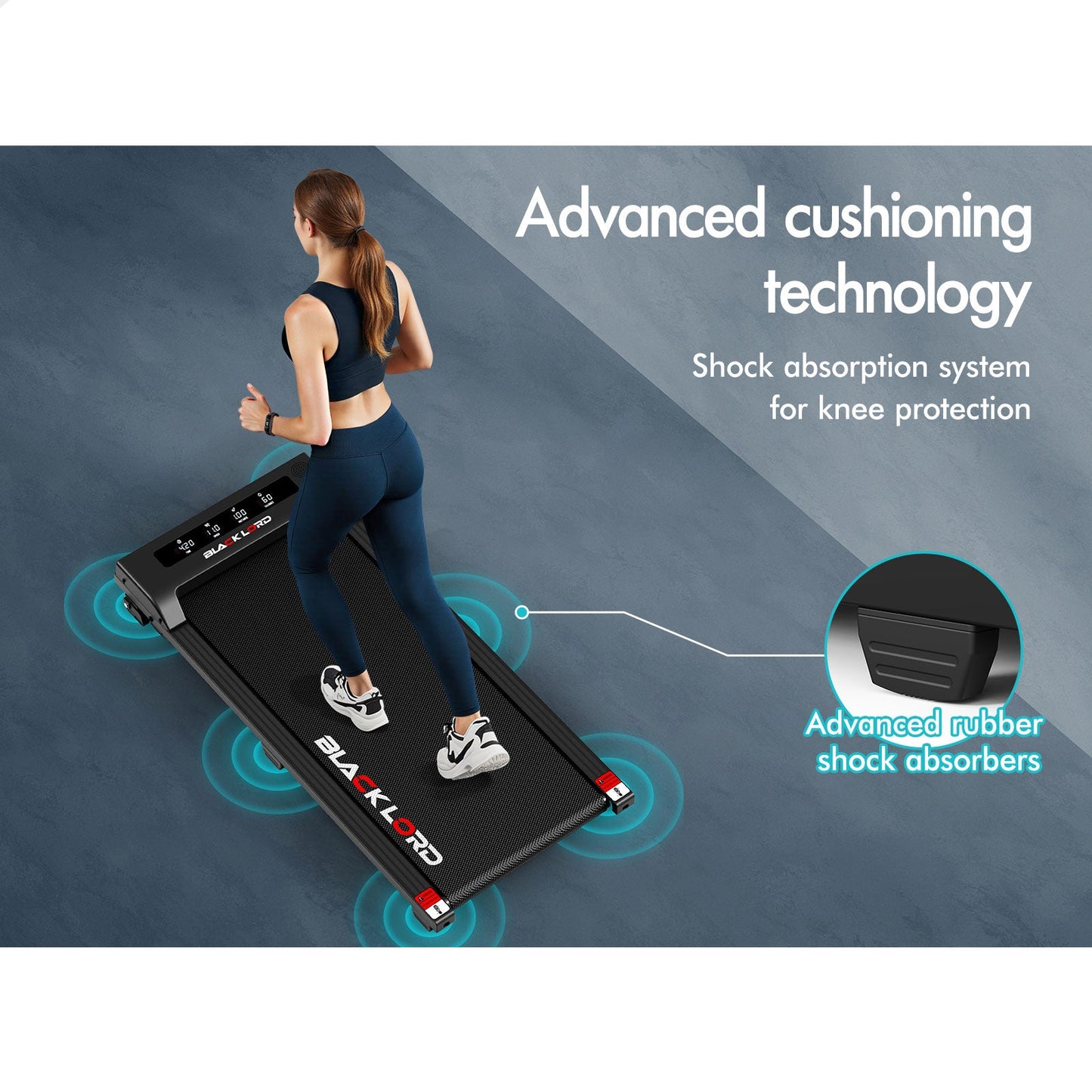 BLACK LORD Treadmill Electric Walking Pad Under Desk Home Office Fitness Black