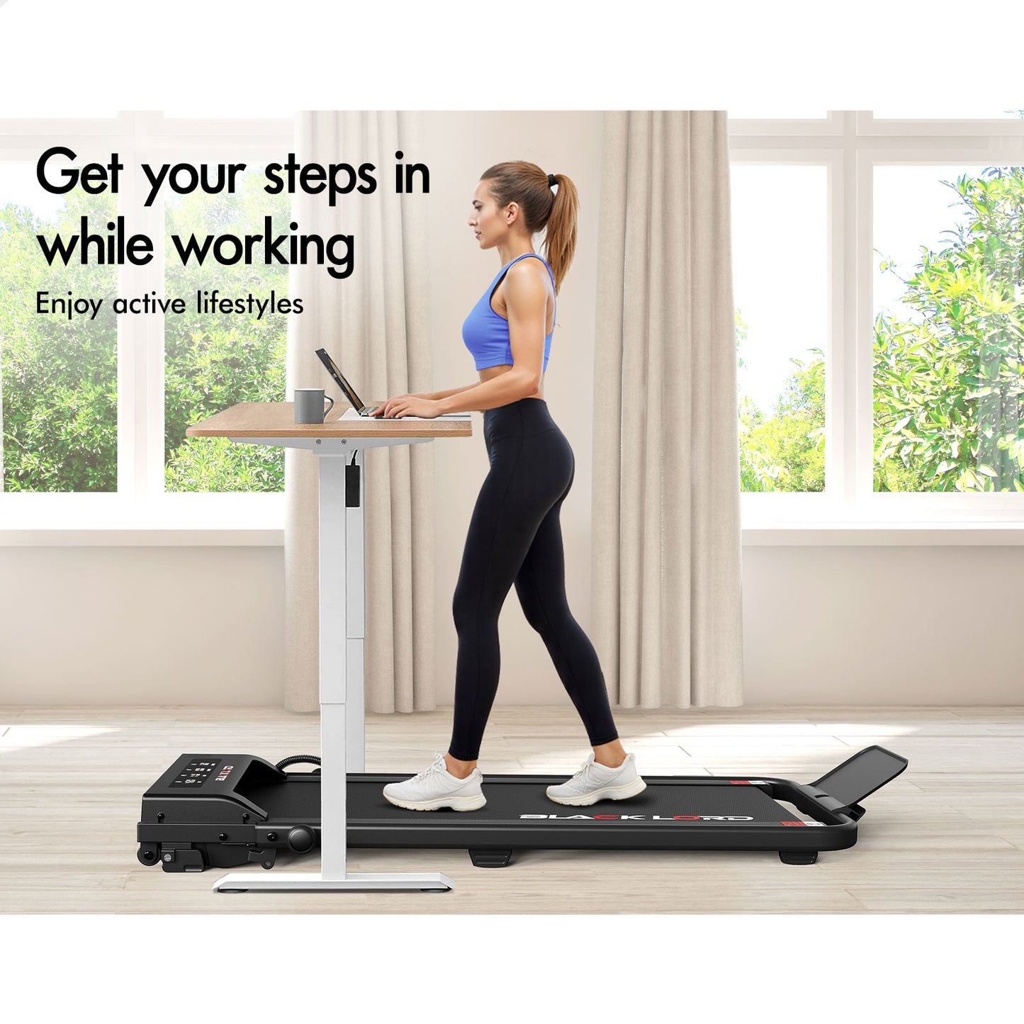BLACK LORD Treadmill Electric Walking Pad Foldable Under Desk Home Gym Black
