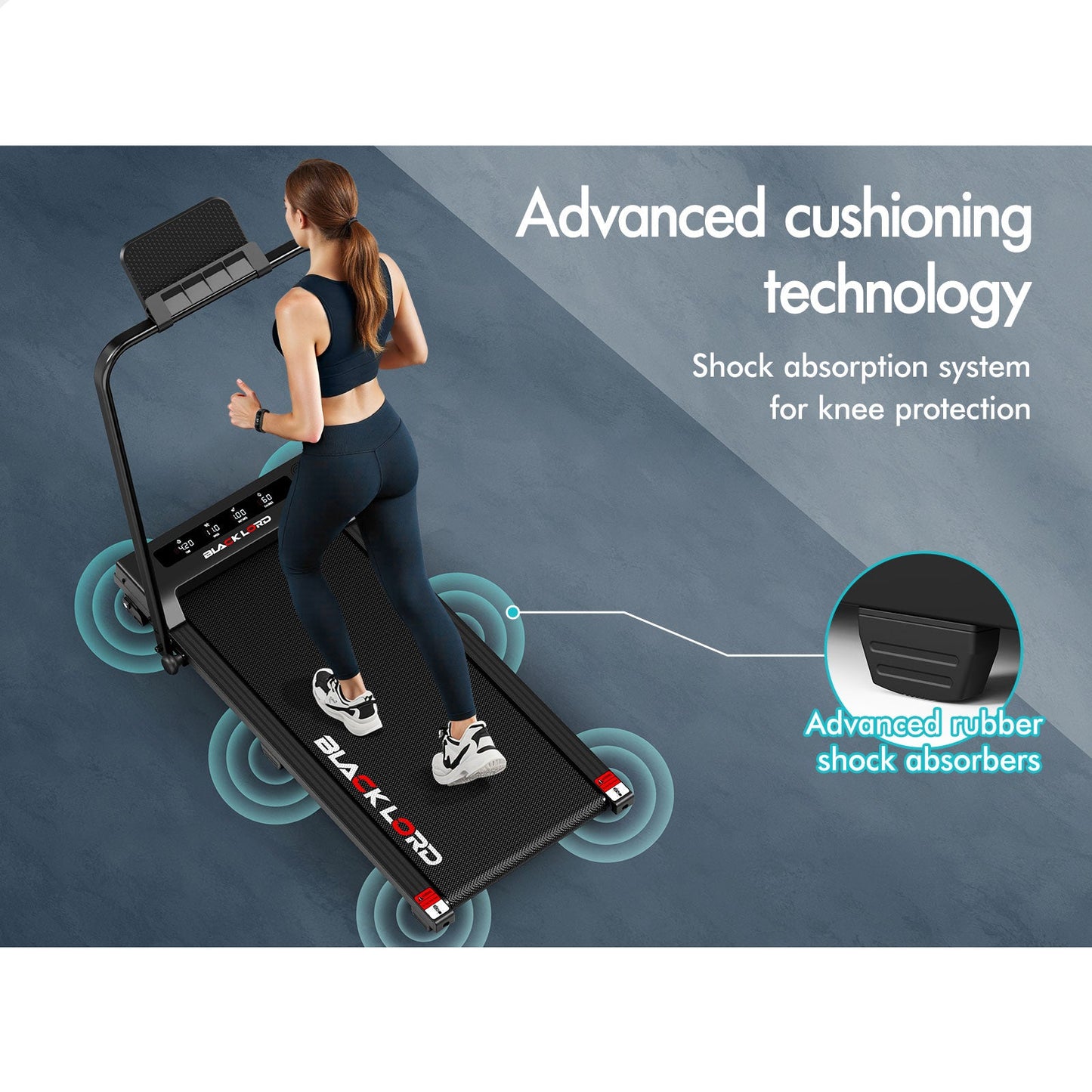 BLACK LORD Treadmill Electric Walking Pad Foldable Under Desk Home Gym Black