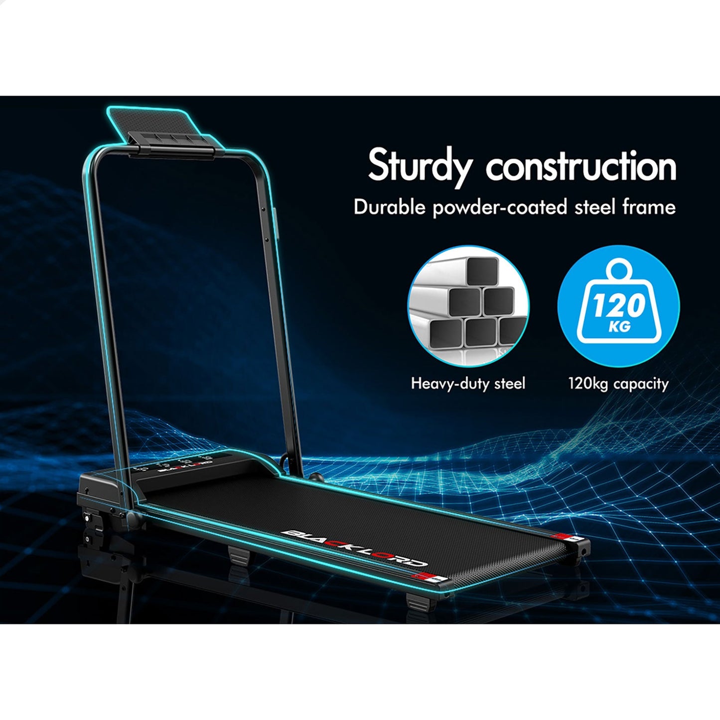 BLACK LORD Treadmill Electric Walking Pad Foldable Under Desk Home Gym Black